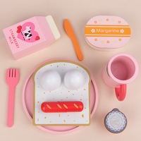 Ensemble de jouets de cuisine en bois pour le thé de l'après-midi avec grille-pain |   Pain aux fraises pour faire semblant de cuisiner pour les enfants |   Vente en gros OEM écologique