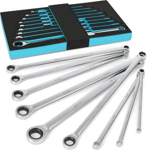 Jeu de clés à cliquet extra longues 9 pièces, clés métriques à double embout avec organisateur d'outils en mousse EVA 8 10 12 13 14 16 17 19 22 M - Product Image 1