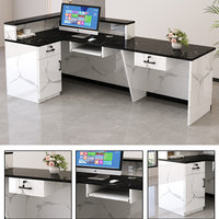 QT-224X Comptoir de caisse d'angle simple et moderne en bois avec rangement, petite table de bar, armoire pour salon de beauté et salon de coiffure