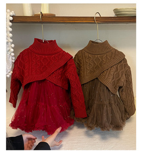 Vestidos elegantes de princesa de invierno para bebés para niñas, <span class=keywords><strong>ropa</strong></span> de una Pieza de punto y empalme con lentejuelas para niñas, vestidos de tutú para niñas - Product Image 6