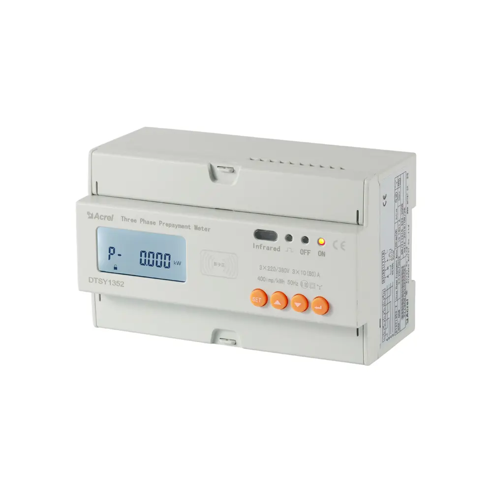 Acrel ADL300 Three-Phase Prepaid Energy Meter Din Rail 35mm Installation for RFID Card Local and Cloud Prapayment Solution