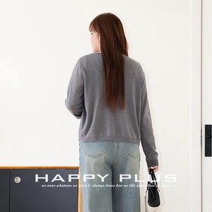 Happy Plus Cardigan en tricot ample à col rond et paillettes pour femme, épaisseur moyenne, anti-boulochage, grande taille - Product Image 4