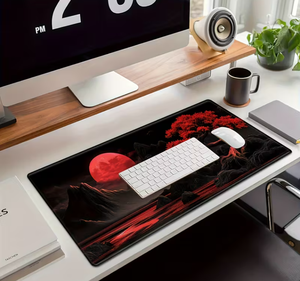 Grand tapis de bureau Anime - Tapis de souris de jeu de style japonais avec base en caoutchouc antidérapante, 15,7 <span class=keywords><strong>x</strong></span> 35,4 pouces, lune rouge vif - Product Image 2