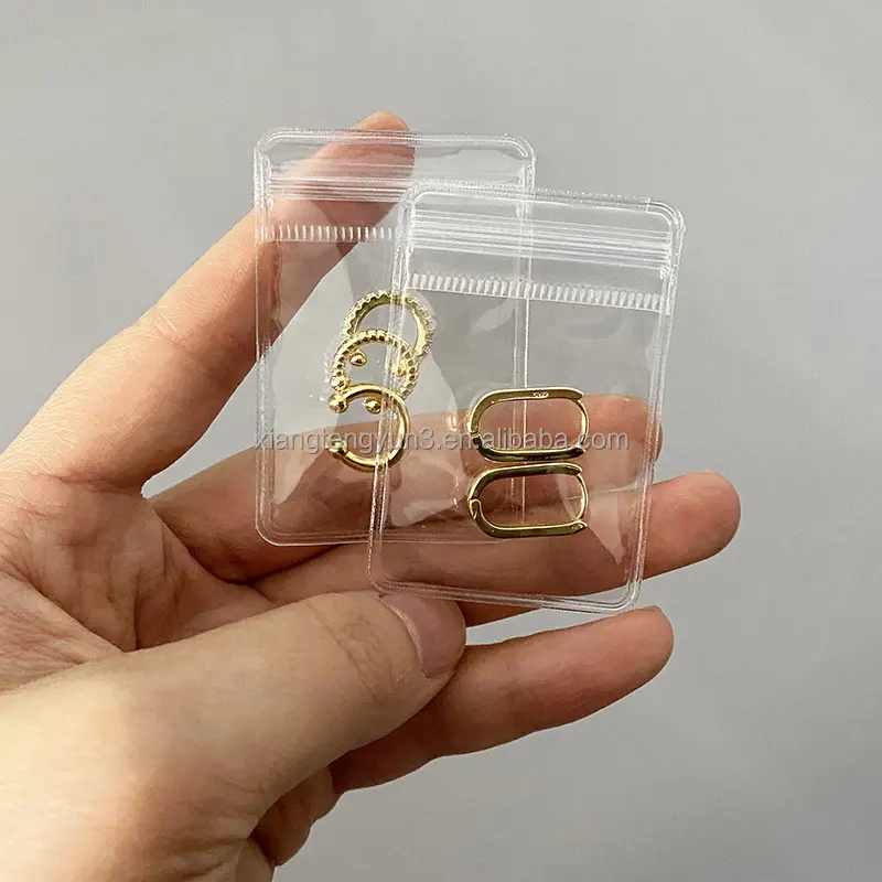 Custom Kleine Mini Size Doorzichtige Pvc Plastic Rits Tas Voor Oorbel Ketting Display Sieraden Verpakking Ziplock Zakje