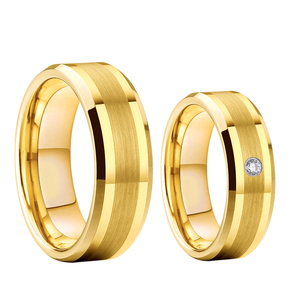 Alliance de mariage en carbure de tungstène plaqué or personnalisée, classique, pour homme et femme, alliance de <span class=keywords><strong>couple</strong></span>, Guldring Zlaty Prsten Gouden Wolframringe - Product Image 1
