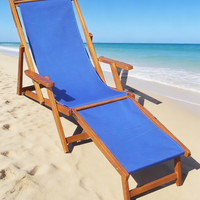 Fauteuil de terrasse pliable classique européen avec dossier réglable, taille sur mesure, en tissu Oxford stabilisé aux UV et structure en bois de hêtre