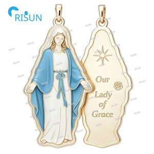 Collar con Colgante <span class=keywords><strong>de</strong></span> <span class=keywords><strong>la</strong></span> Virgen María Católica, Milagro <span class=keywords><strong>de</strong></span> <span class=keywords><strong>la</strong></span> <span class=keywords><strong>Milagrosa</strong></span> Dama <span class=keywords><strong>de</strong></span> Gracia, Medallón Personalizado - Product Image 4