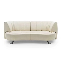 360 Grad Drehbare Rückenlehne Bogenförmiges Schiebe-Echtleder-Modulsofa-Set mit Hochdichtem Schaumstoff Modernes Design