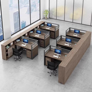 Estación de Trabajo Moderna en Cubículos, Conjunto de Escritorios para Personal de 2, 4, 6 y 8 Personas con Pantalla para Filiales Bancarias, Centros de Llamadas y Oficinas Municipales - Product Image 6