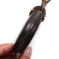 Étui pour clé de voiture en cuir italien fait main avec icônes de boutons en relief, pochette de protection en laiton pour porte-clés, cadeau de Thanksgiving