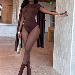 Combinaison sexy à manches longues et col en V pour femme, nouvelle collection, coupe ajustée, tendance - Product Image 2