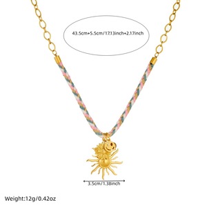 Fashionable Colorful Rope Chain Gold Plated Sunflower Pendant Necklace For Gift - Product Image 4