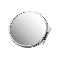 Espejo Redondo de Bolsillo de Metal de Doble Cara, Espejo Compacto de Maquillaje Plateado, Logotipo Personalizado, Mini Espejo de Maquillaje Plegable