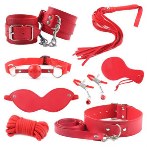 Set de Restricción para Parejas, Juego de Roles Fetichistas, Bondage, Estampado de Leopardo, Cuero, Esposas, Látigo, Collar, Mordaza, 18+ - Product Image 3