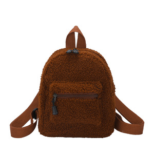 Sac à dos imperméable avec bandoulière arquée, fermeture éclair, pour panneau solaire, mini, en fausse fourrure de mouton, personnalisé, mignon, fantaisie, style anglais - Product Image 1