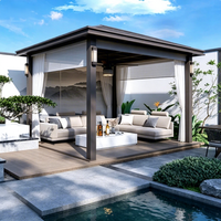 Pergola à toit à lamelles en alliage d'aluminium thermolaqué, multi-scènes, moderne, écologique, anti-corrosion, pour terrasse et jardin