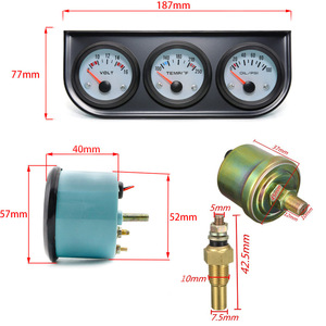 Nuevo Triple negro para Auto Meter Car Instrument Gauge para la temperatura del agua en Fahrenheit Presión de aceite en psi Volts Condition Nuevo - Product Image 2