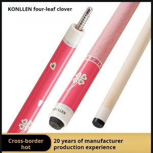 KONLLEN Wanshi Kanglun Queue de billard en érable de haute qualité, motif trèfle à quatre feuilles rose, pour billard américain (8 boules) et chinois (9 boules) - Product Image 1