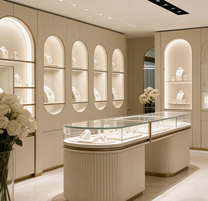 Espositore di gioielli di lusso ad alta trasparenza espositore in acciaio inox con illuminazione a Led per <span class=keywords><strong>gioielleria</strong></span> <span class=keywords><strong>mobili</strong></span> - Product Image 5