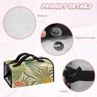 Sac de voyage cosmétique à suspendre en polyester avec imprimé feuille de palmier hawaïenne, marque privée, pour rangement de maquillage