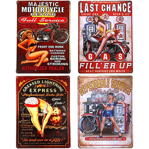 Ensemble de plaques métalliques vintage Pin-up Girl pour moto, <span class=keywords><strong>d</strong></span>écoration murale rétro pour garage, bar, atelier de réparation automobile, <span class=keywords><strong>idée</strong></span> <span class=keywords><strong>cadeau</strong></span> pour motard - Product Image 3