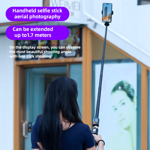 Perche à selfie trépied 1,7 m avec fonction <span class=keywords><strong>de</strong></span> mise en miroir d'écran, télécommande sans fil HD et réglage rapide d'un clic pour vlog et tournages en extérieur - Product Image 6