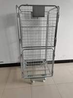Contenedor Metálico para Logística de Almacén, Jaula de Acero Industrial, Carro de Transporte con Ruedas