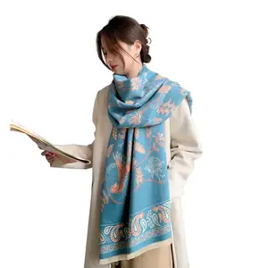 लक्जरी ब्रांड शीतकालीन महिलाओं को स्कार्फ शॉल पैली प्रिंट कंबल स्कार्फ