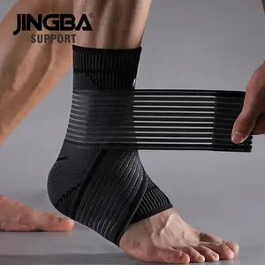 JINGBA 1 pieza elástico transpirable tobillo soporte manga con correas ajustables para baloncesto fútbol americano