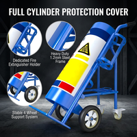 Chariot de transport industriel sécurisé pour bouteilles de gaz de soudage en acier avec support pour extincteur - Chariot pour réservoirs d'acétylène et d'azote 40L OEM