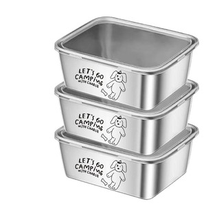 กล่องเก็บอาหารสแตนเลสทรงสี่เหลี่ยม เกรดอาหาร สำหรับแคมป์ปิ้งอเนกประสงค์ - Product Image 2