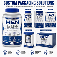 Tablet Multivitamin Pria 50+ dengan Vitamin D3, Vitamin B, dan Seng untuk Mendukung Kesehatan Jantung, Memori, dan Mata OEM ODM Custom
