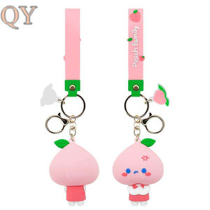 QY mignon pêche famille porte-clés 3D PVC caoutchouc personnage de dessin animé pendentif métal porte-clés sac breloque cadeau - Product Image 4