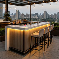 Comptoir de bar lumineux personnalisé en pierre frittée, aspect marbre, pour cuisine ou caisse, avec éclairage LED