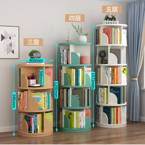 WDY Estantería de madera Estante de almacenamiento de libros de 5 <span class=keywords><strong>niveles</strong></span> Piso creativo 360 Estantería de madera giratoria - Product Image 6