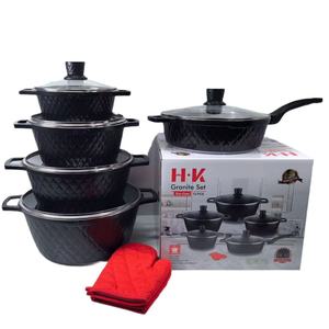 Ensemble de 12 ustensiles de cuisine en granit antiadhésifs en aluminium forgé, casseroles <span class=keywords><strong>20</strong></span>, 24, 28, 32 <span class=keywords><strong>cm</strong></span>, poêle à frire 28 <span class=keywords><strong>cm</strong></span>, compatible induction - Product Image 4