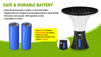 Lampe solaire LED de jardin 1000lm avec panneau mono 22,5% de conversion IP65 pour la décoration extérieure de villas, cours et entrées
