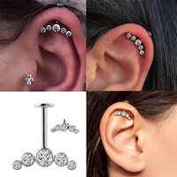 Piercing Labret en Titane ASTM F136 à Filetage Interne JIAXIN pour Hélix Vertical, Tragus, Lèvre – Bijoux de Piercing Corporel Tendance