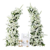 Rangkaian Bunga Sutra Mawar Hydrangea Putih Gading untuk Dekorasi Latar Belakang Panggung Pernikahan