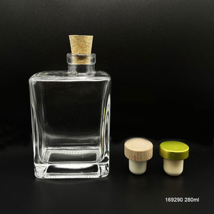 Bouteille en verre de forme carrée pour boissons au lait, avec bouchon en liège métallique, de 280ml, 1 pièce - Product Image 5