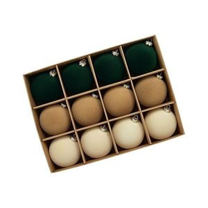 Boules de Noël en velours floqué, décorations pour sapin de Noël, 8 cm, 9 pièces, boules en plastique, décorations suspendues pour Noël - Product Image 1