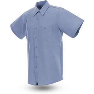 Camisa de Trabajo Industrial de Manga Corta Personalizada para Hombre S12 Resistente a las Arrugas Azul - Product Image 2