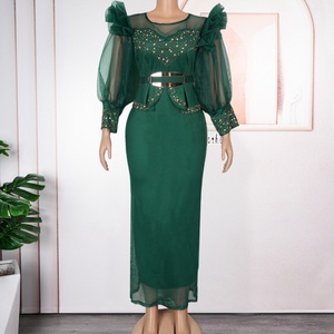 Robe de soirée ajustée pour femme africaine, avec manches lanternes en organza, grande taille, collection 2025 pour le commerce transfrontalier - Product Image 6
