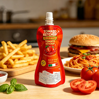 Sachet Doypack en plastique imprimé sur mesure avec bec verseur, qualité alimentaire, pour sauce ketchup et pâte de tomate