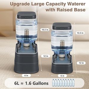 Cat Dog Pet Automatic Water Dispenser Gravity Waterer Feeder with Stainless Steel Bowl <b>Large</b> Capacity Raised Bowls with Filter - Product Image 4