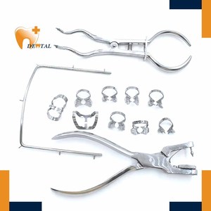 Kit de barrage dentaire en caoutchouc orthodontique avec pince à poinçonner en acier cadre ivoire outils de base pour accessoire de <span class=keywords><strong>dentiste</strong></span> de thérapie orale - Product Image 1