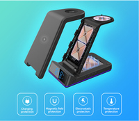 Chargeur sans fil multifonction 6-en-1 personnalisé avec horloge pour téléphone portable, montre connectée, support de charge magnétique Qi2 et indicateur LED