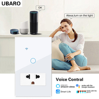 Interruptor Inteligente WiFi UBARO Smart Life de 2 Canales, Panel Táctil de Vidrio Templado, Control por Voz (Alexa/Google Home), Material de PC Ignífugo
