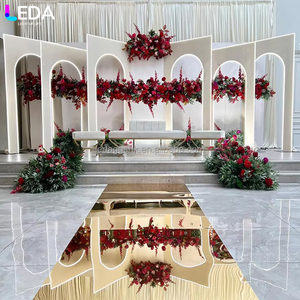 LEDA Large Wedding Hall Acrylic Backdrop Panel 3D White <b>Hinge</b> PVC Backdrop Arch with LED <b>Light</b> Strip - Product Image 1