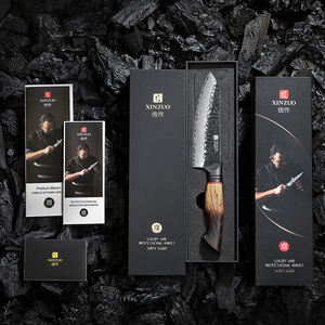 新左新大马士革钢日本厨房三德刀5.7英寸独特的白橡木烧木柄 - Product Image 5